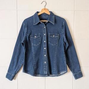 Vintage 90s Limited Jeans classic denim fitted button front shirt